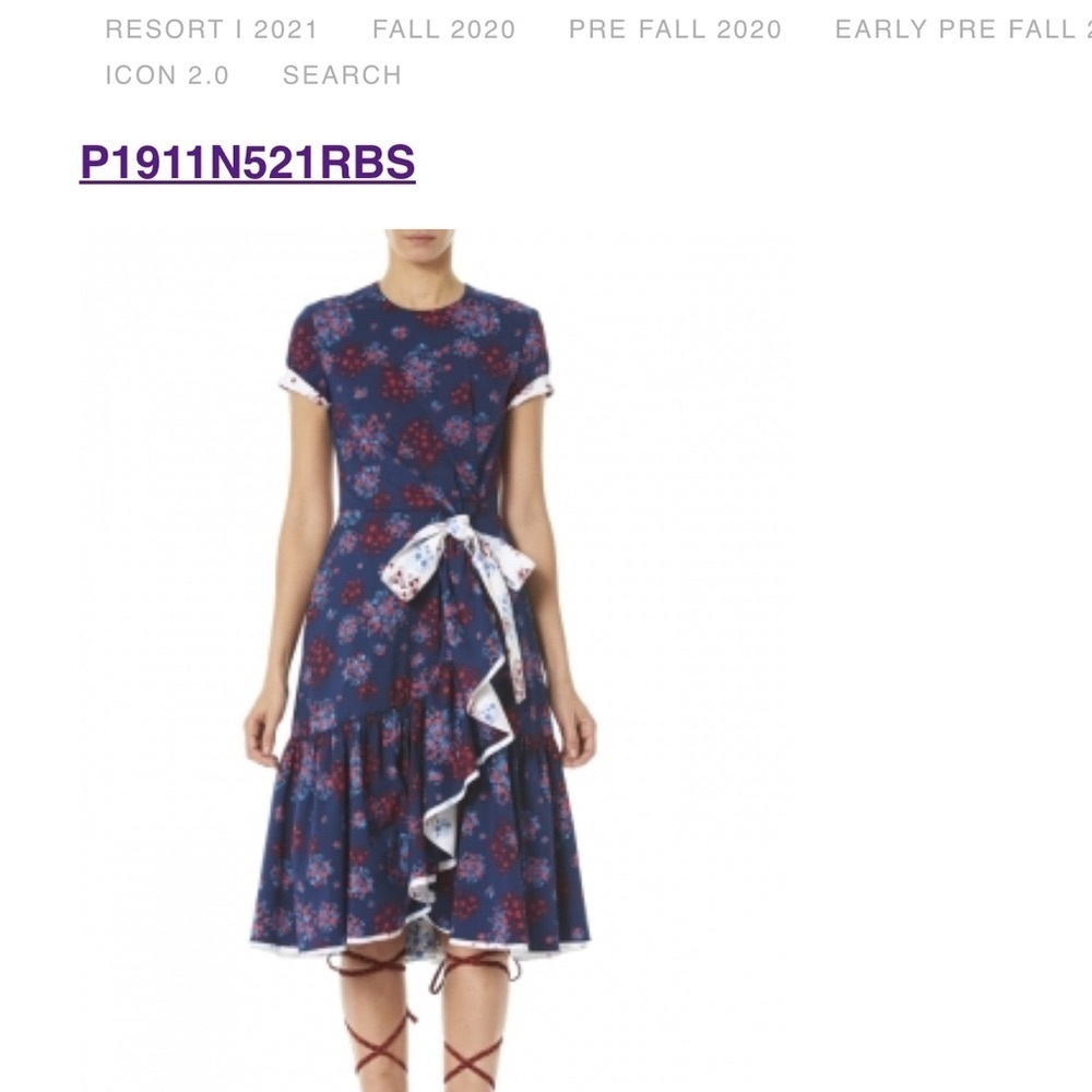 Carolina Herrera Multicolored Short Sleeve Faux wrap Gathered Dress
